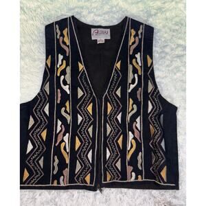 Asapo Collection women's sz. M Vintage zip vest. Great shape, fun pattern